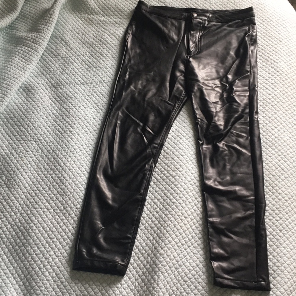 Black faux leather skinnies